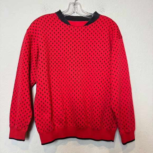 Vintage Pasta sweatshirt long sleeve red & black Cotton blend unisex size S to M - Picture 1 of 9